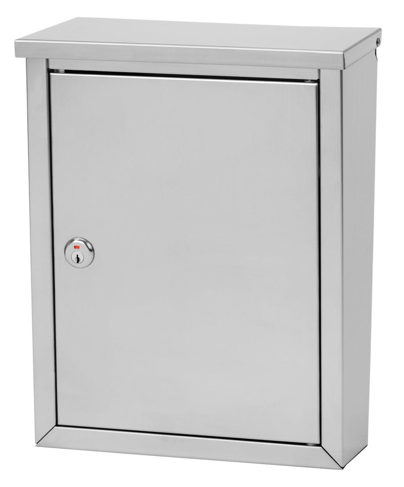 Architectural Mailboxes Regentâ„¢ Locking, Vertical Wall-Mounted Mailbox for Outside, Metal Stainless Steel Small Mail Box with Lock and Key Drop Box - Image 1